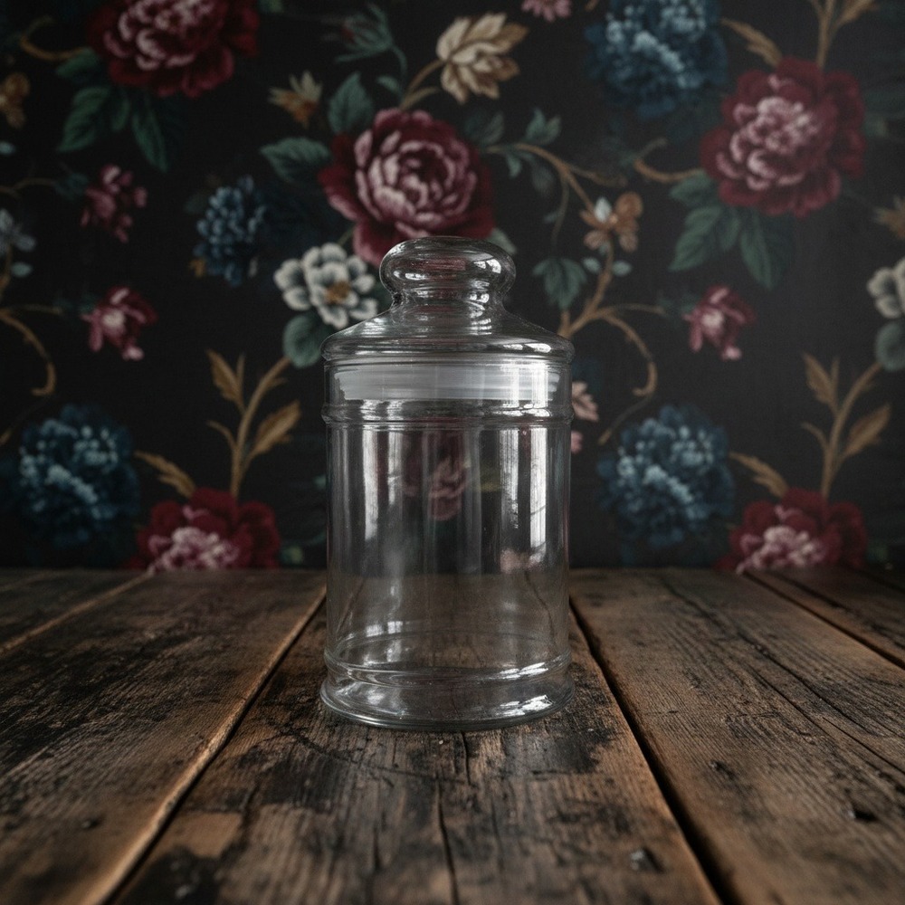 Princess House Heritage Glass Canister, Vintage Floral Etched Kitchen Storage